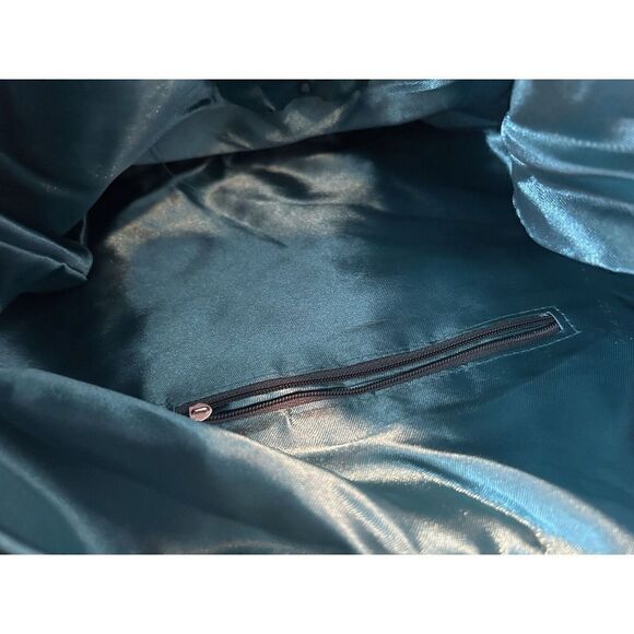 Green Beaded Embroidered Paisley Evening Bag Interchangeable Straps - Picture 6 of 8